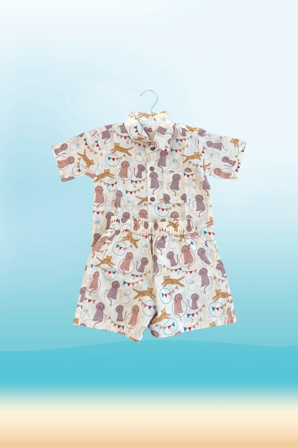 Circus Animal Co-ord Shirt & Shorts Set – 100% Cotton (1–10 Years)