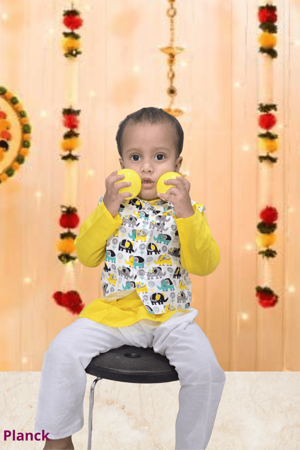 Yellow Elephant Parade Kurta Set – 60x60 Cotton (1–10 Years)