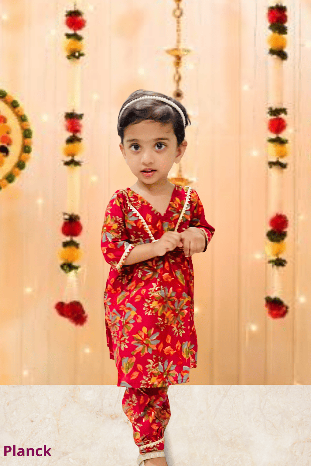 Girls Festive Crimson Red Kurti with Afghani Pant Set (Without Dupatta)