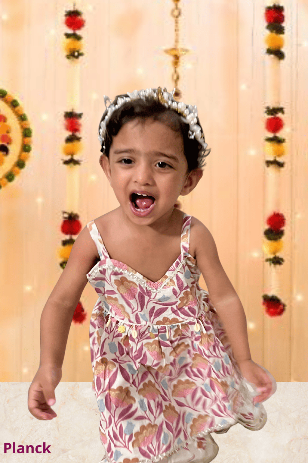 Ivory Floral Sharara Set with Coin Lace – 60x60 Cotton (1–10 Years)