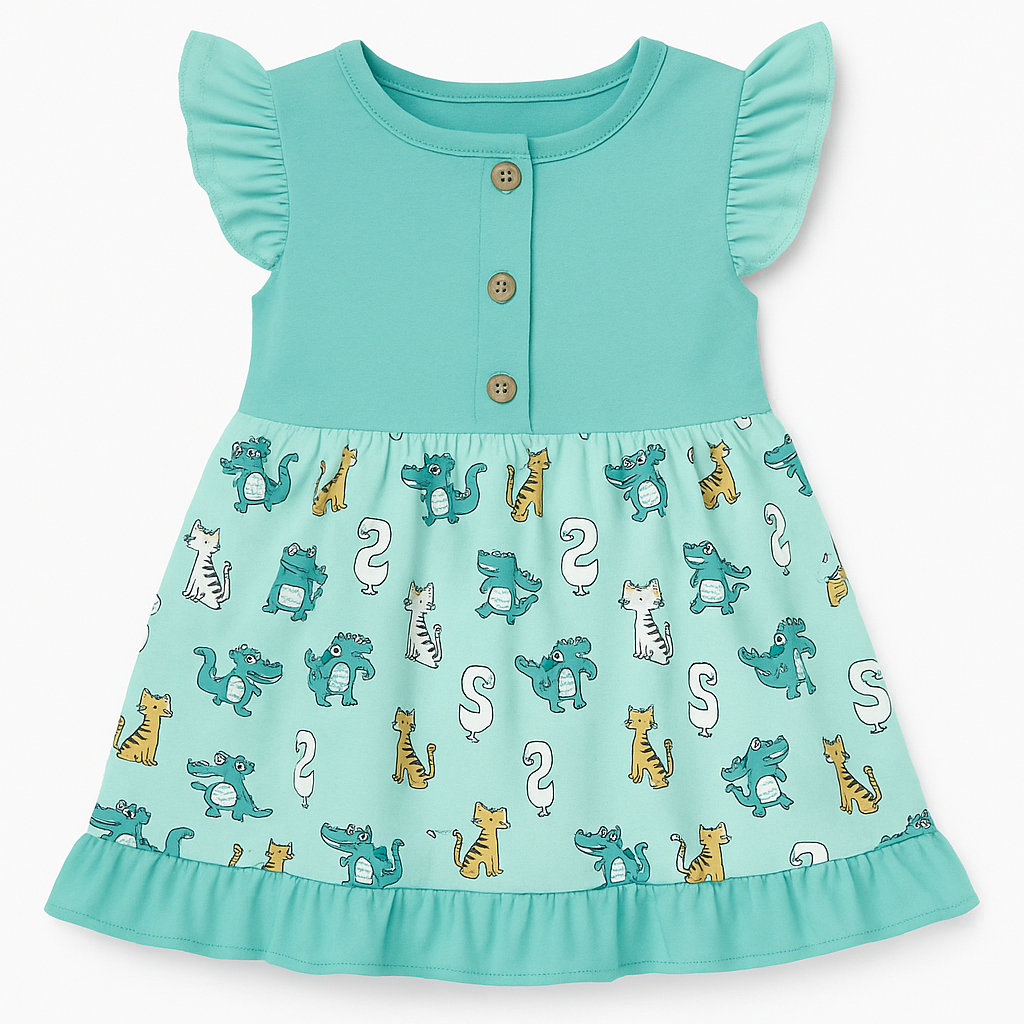 Sky Blue Unicorn Frock for Baby Girls - Cucumber Club