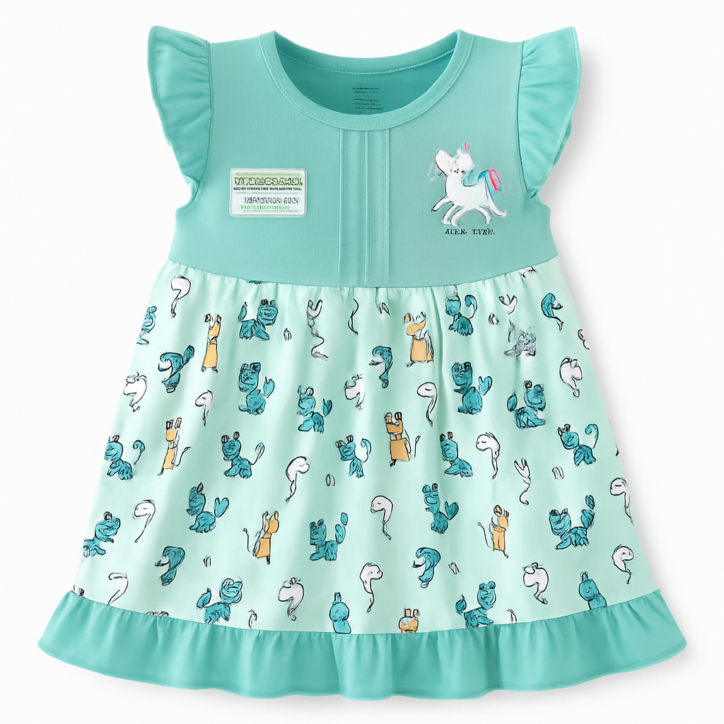 Sky Blue Unicorn Frock for Baby Girls - Cucumber Club