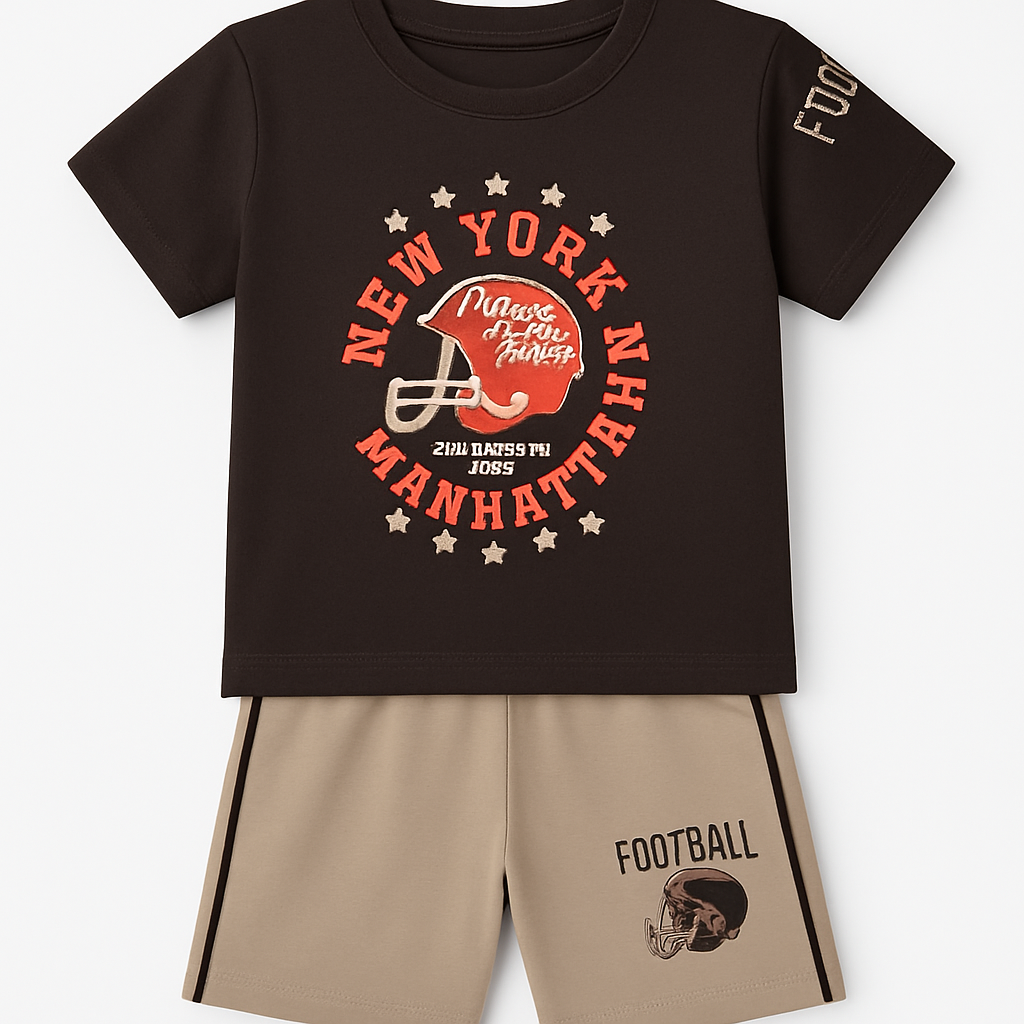 Cucumber Club Boys' Black & Gray New York Print Tee & Shorts Set