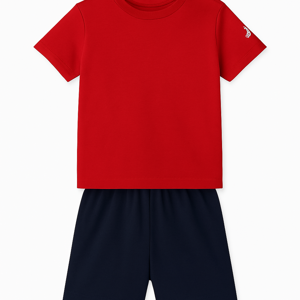 Cucumber Club Boys' Beach Print Tee and Shorts Set - Red/Black