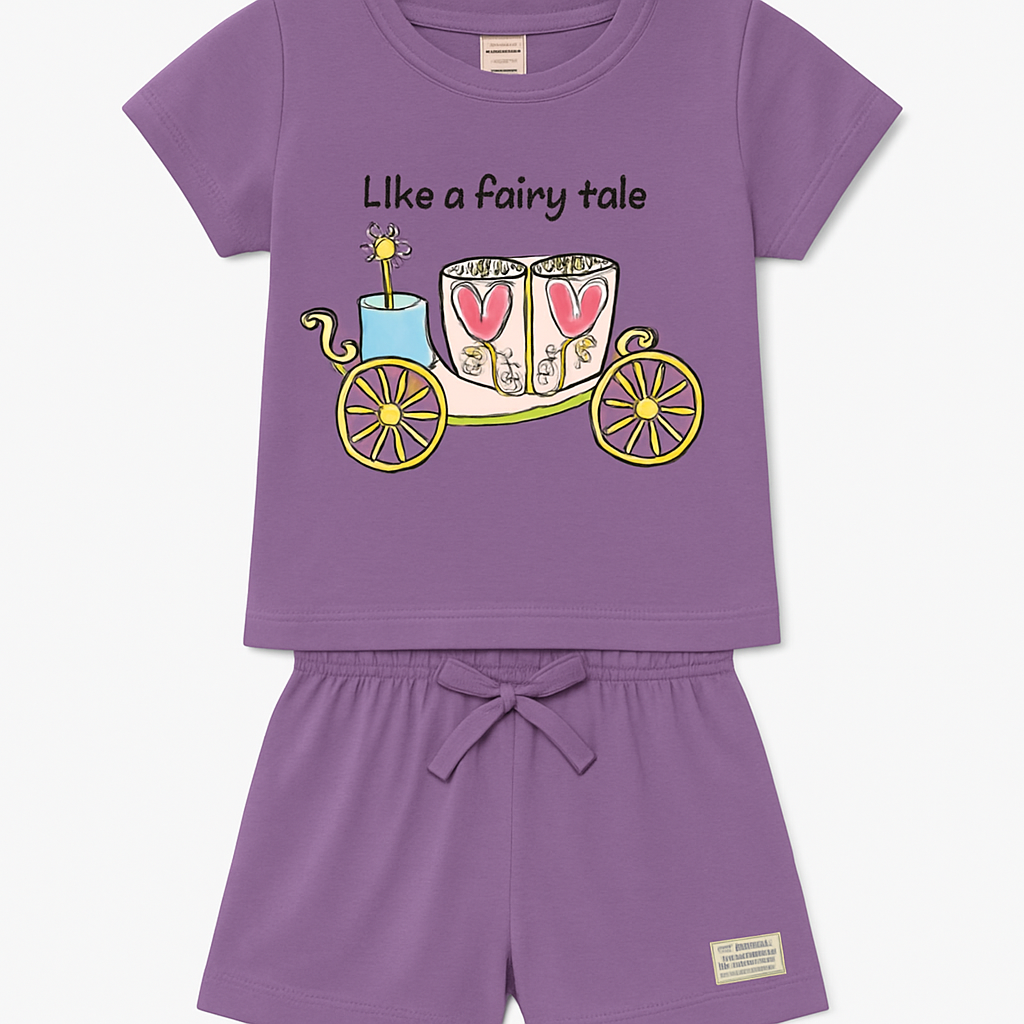 Cucu Cuddles Girls' Fairy Tale Purple Tee & Shorts Set