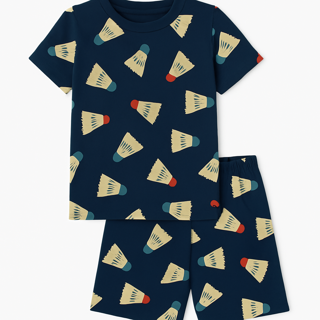 Unisex Blue Shuttle Print Half Sleeve Tee and Shorts Set - Cucu Cuddles