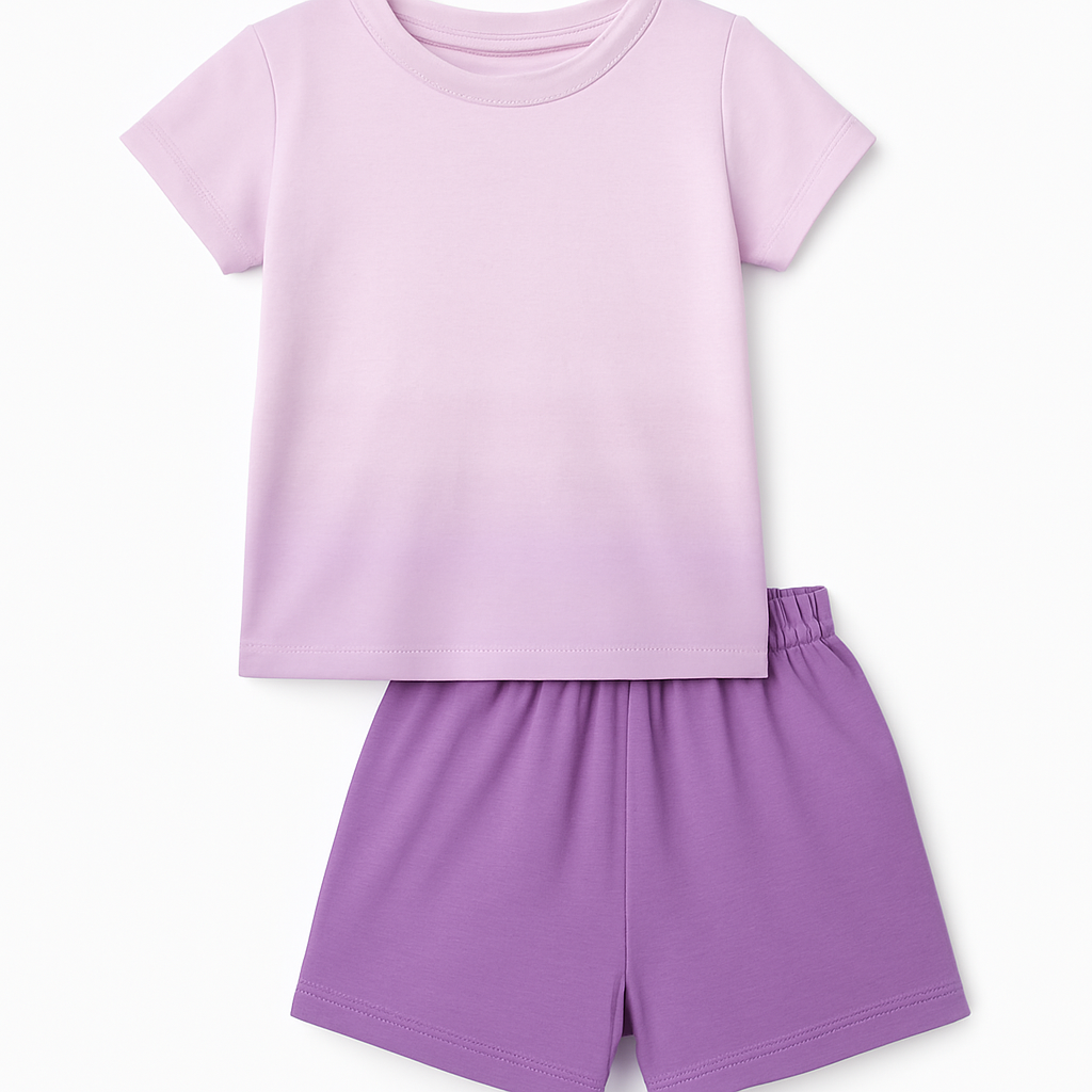 Cucumber Club Unisex Lavender Cartoon Tee & Shorts Set