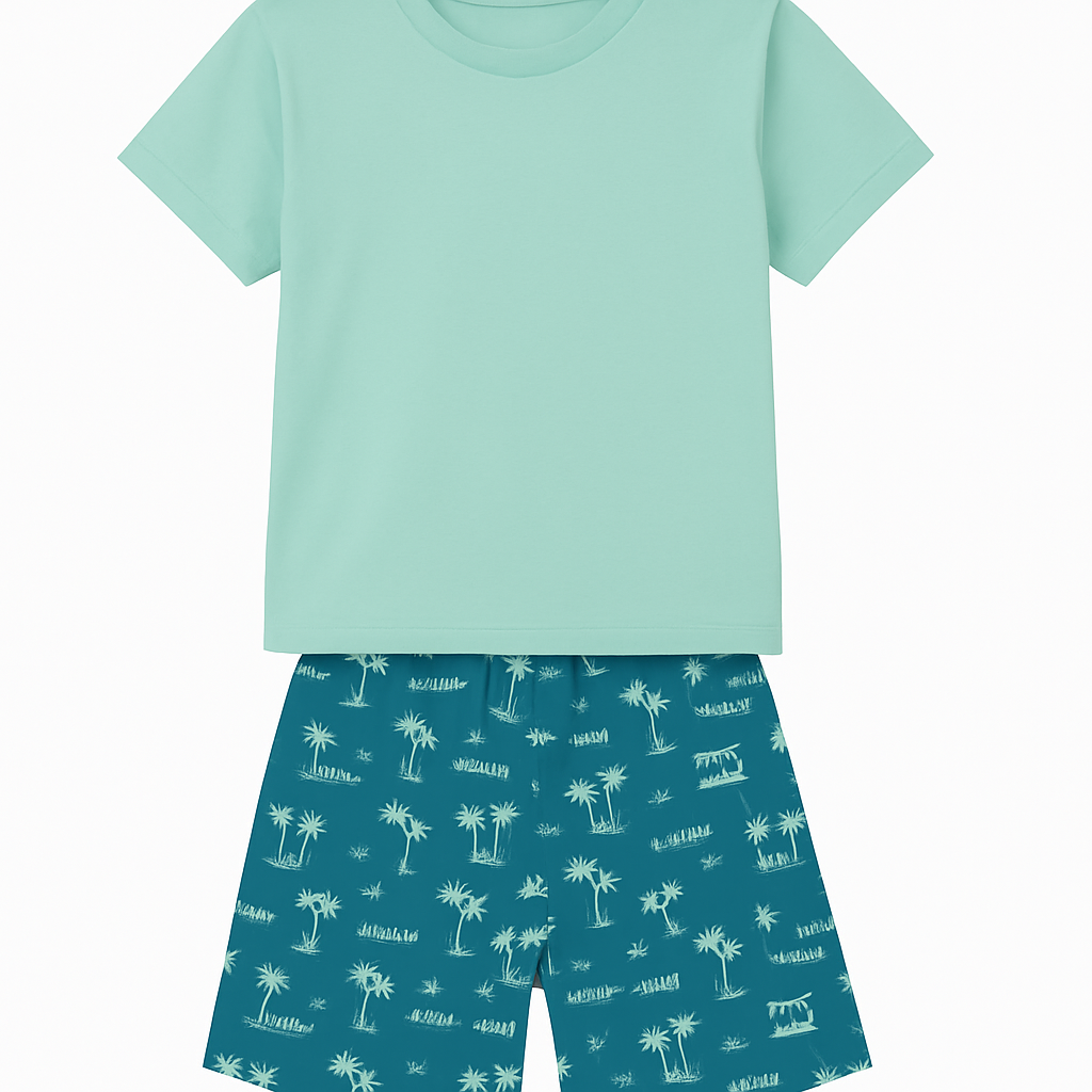 Unisex Cartoon Half-Sleeve Tee & Shorts Set - Cucumber Club