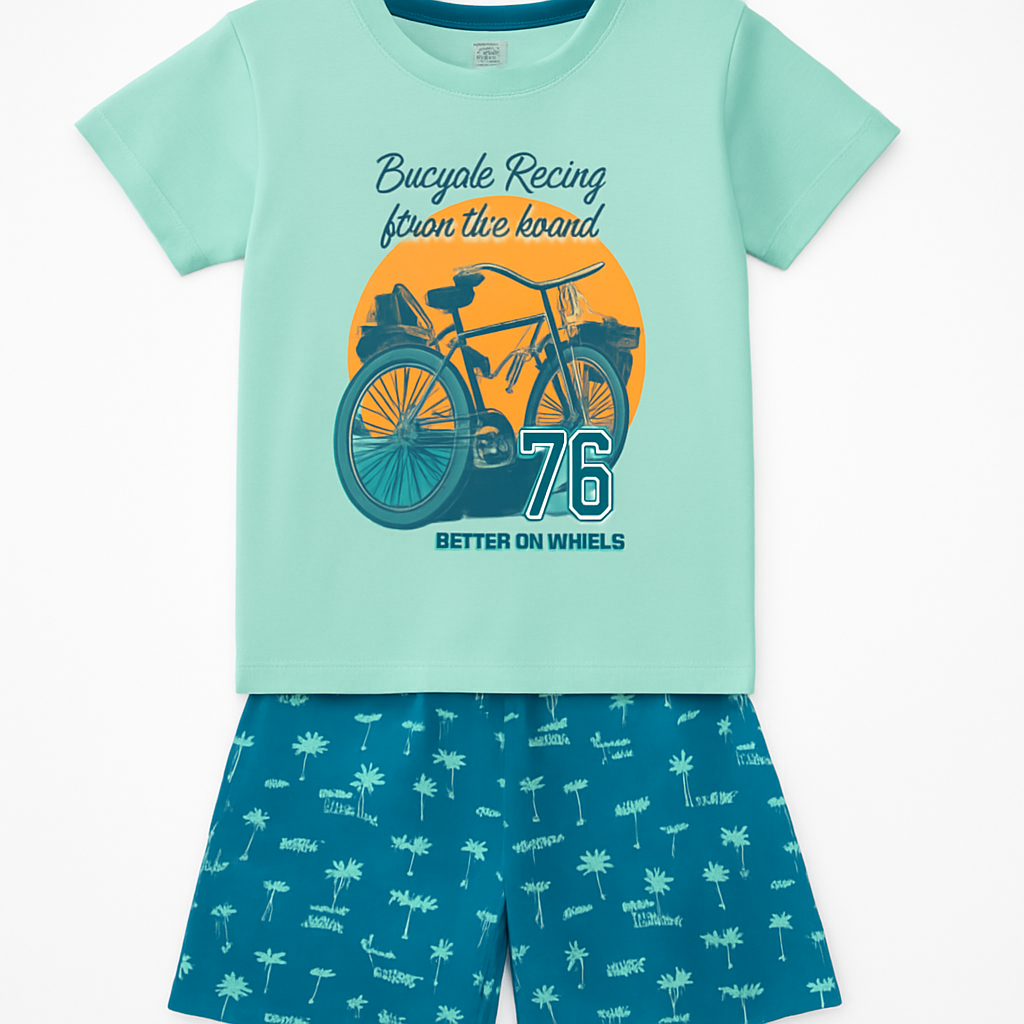 Unisex Cartoon Half-Sleeve Tee & Shorts Set - Cucumber Club