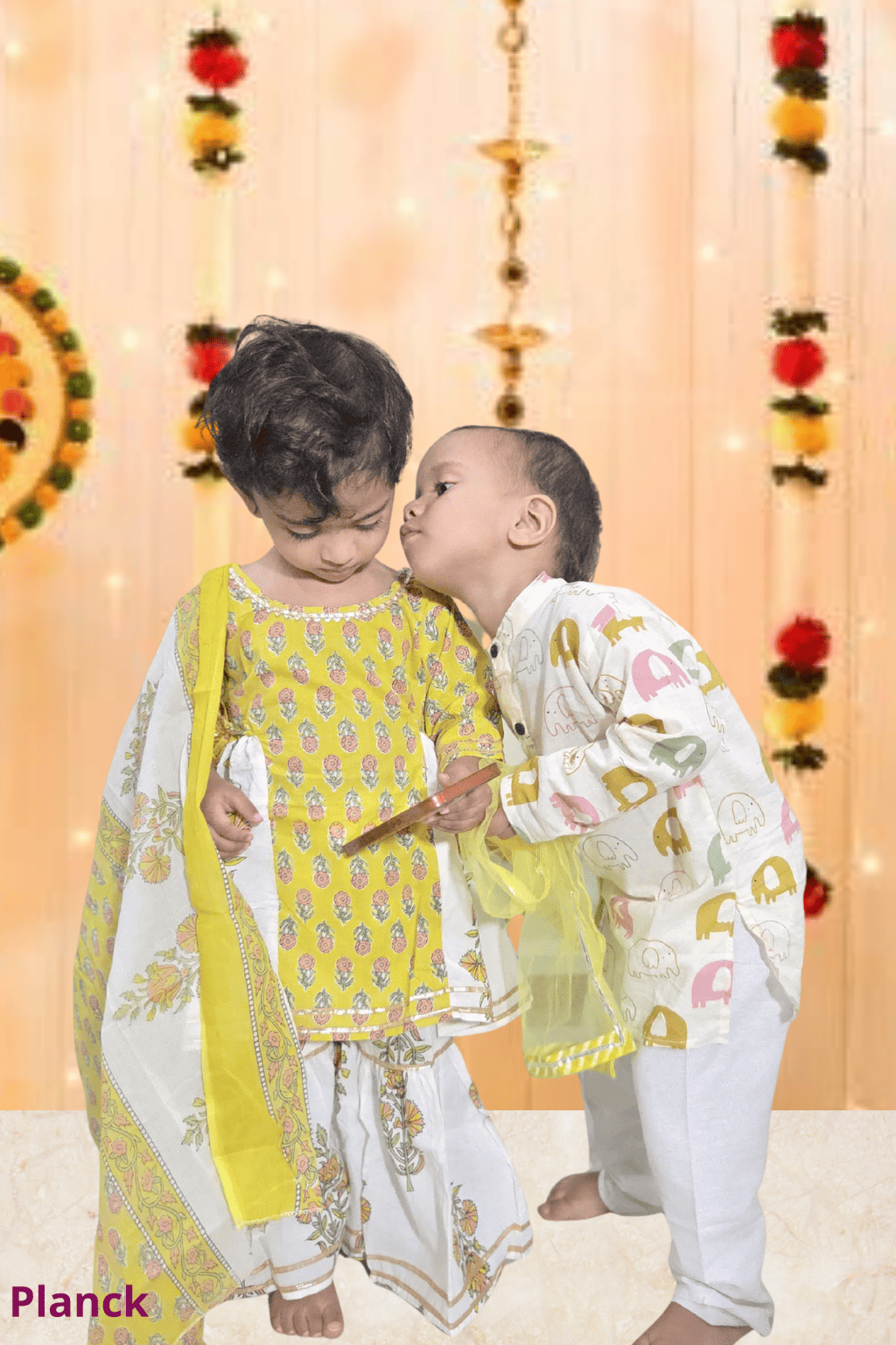 Yellow Mughal Buti Kurta Sharara Dupatta Set – 60x60 Cotton (1–10 Years)