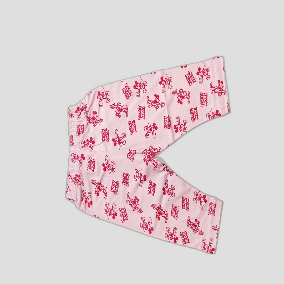 Girls' Pink Mickey Mouse Printed Track Pants