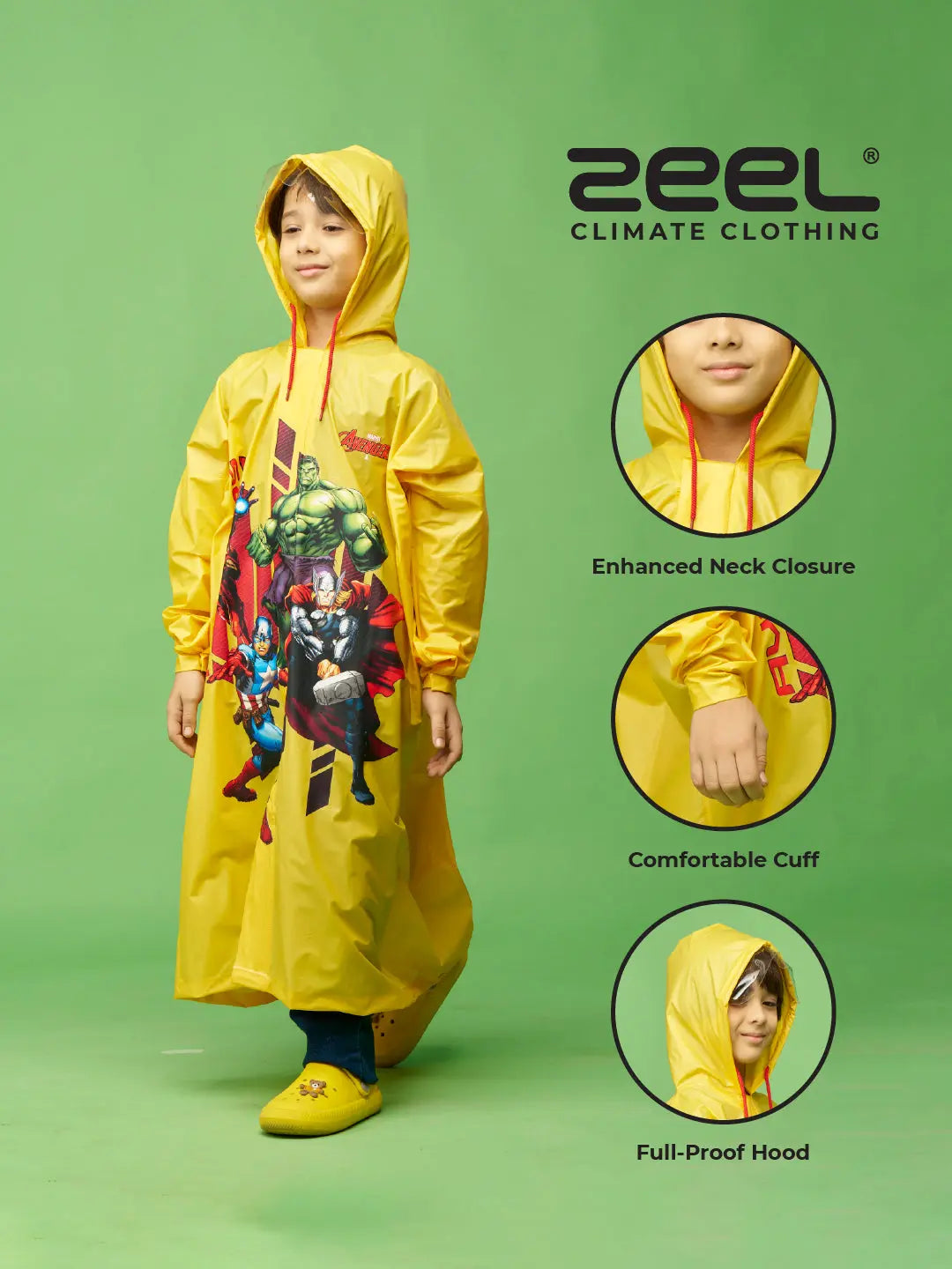 Zeel Mighty Star Raincoat for Boys Avengers Print (9-10 Years)