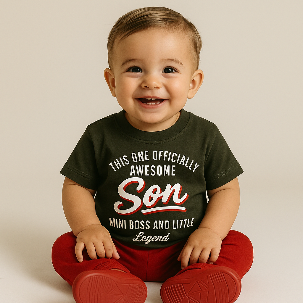 Boys Black T-Shirt – Awesome Son Mini Boss Design