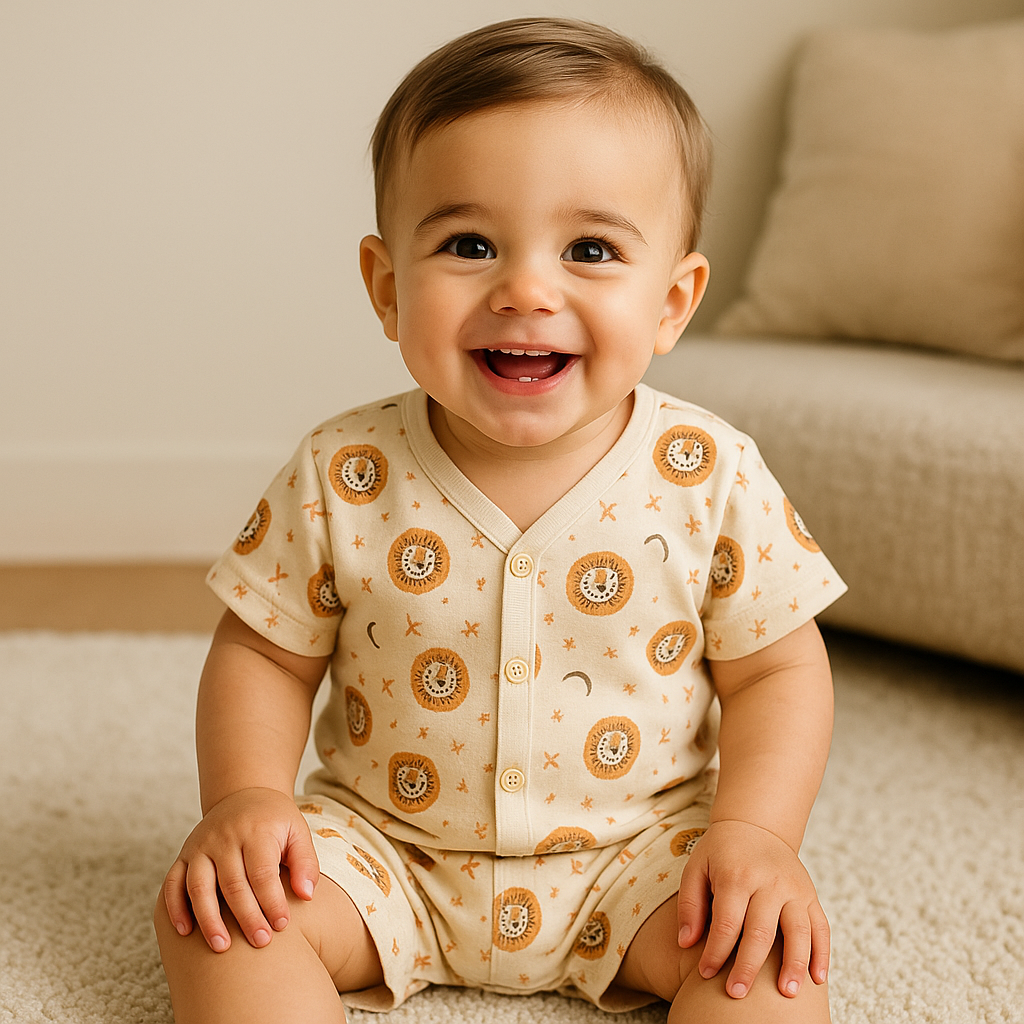 Unisex Orange Lion Print Co-ords Set for Kids