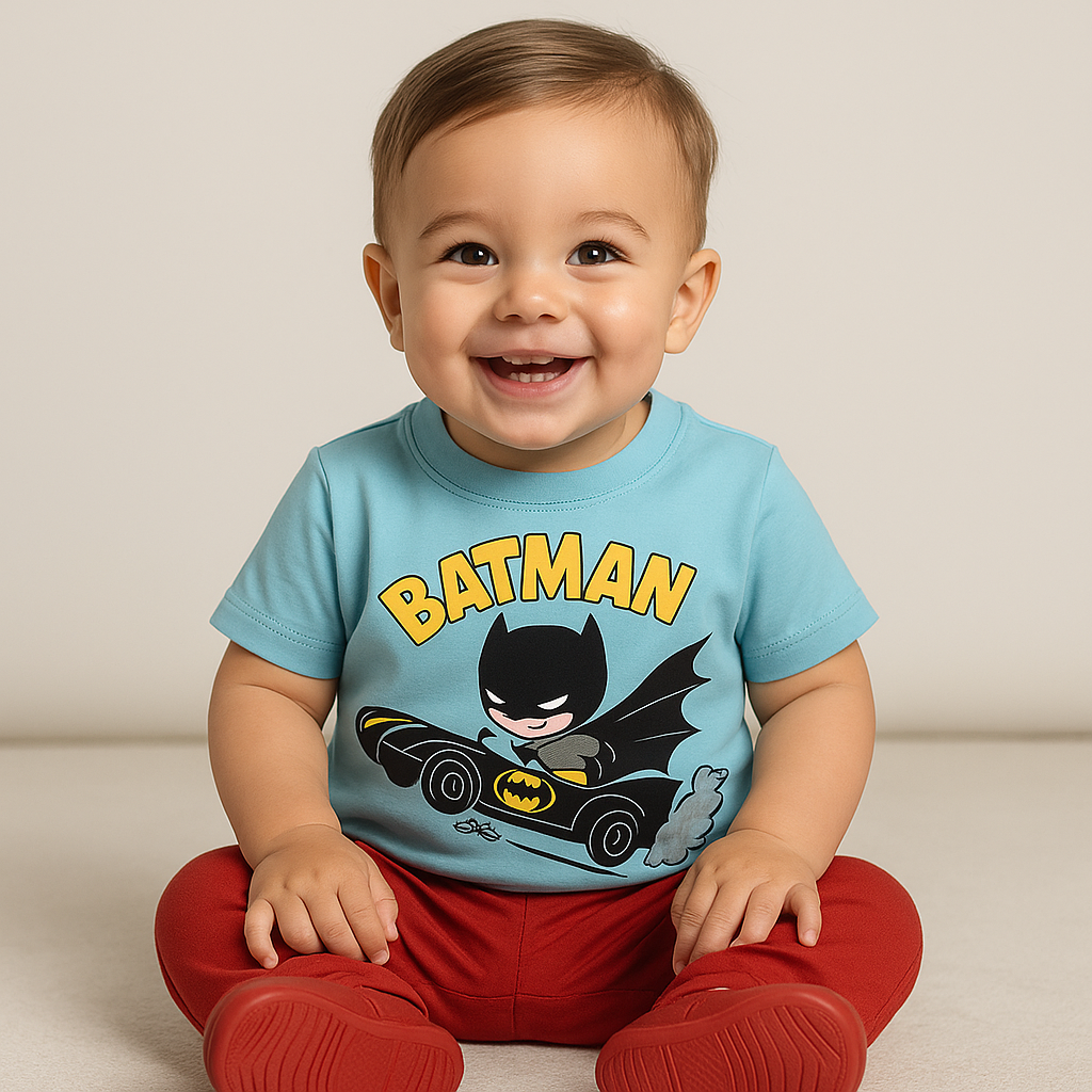 Boys Blue Batman Print T-Shirt – Soft Cotton Tee