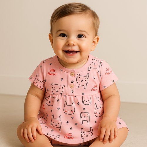 Adorable Printed Frock for Girls – Cute Animal & Princess Designs- Set of 3