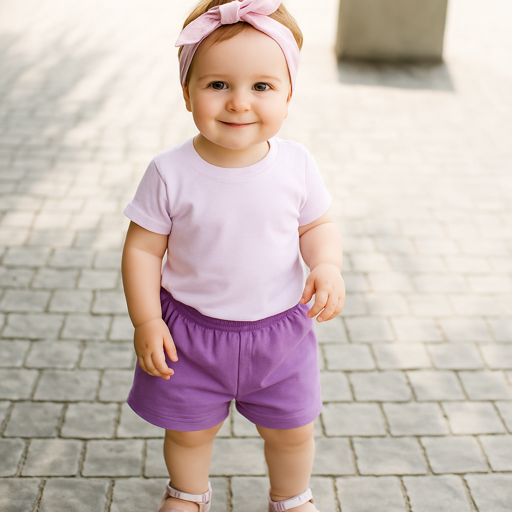 Cucumber Club Unisex Lavender Cartoon Tee & Shorts Set