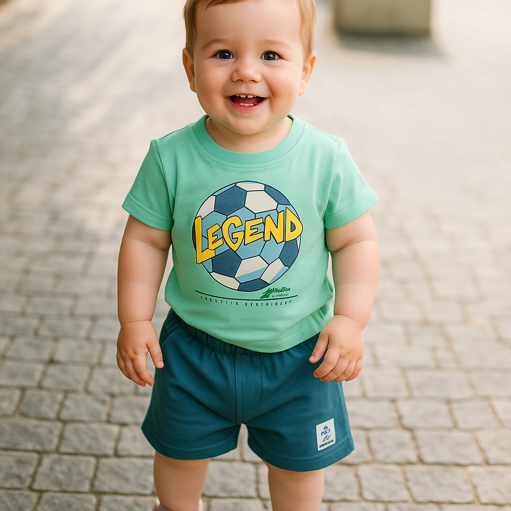 Unisex Green Cartoon Tee and Shorts Set - Cucu Cuddles