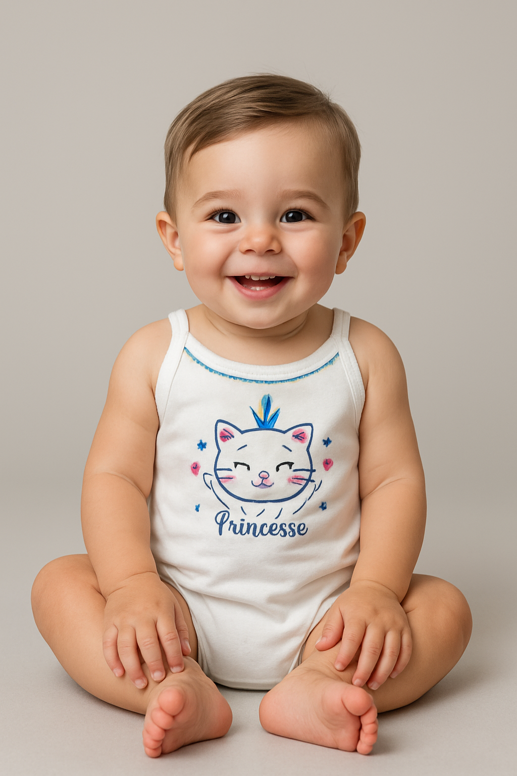 Girls' White Princess Cat Camisole Vest