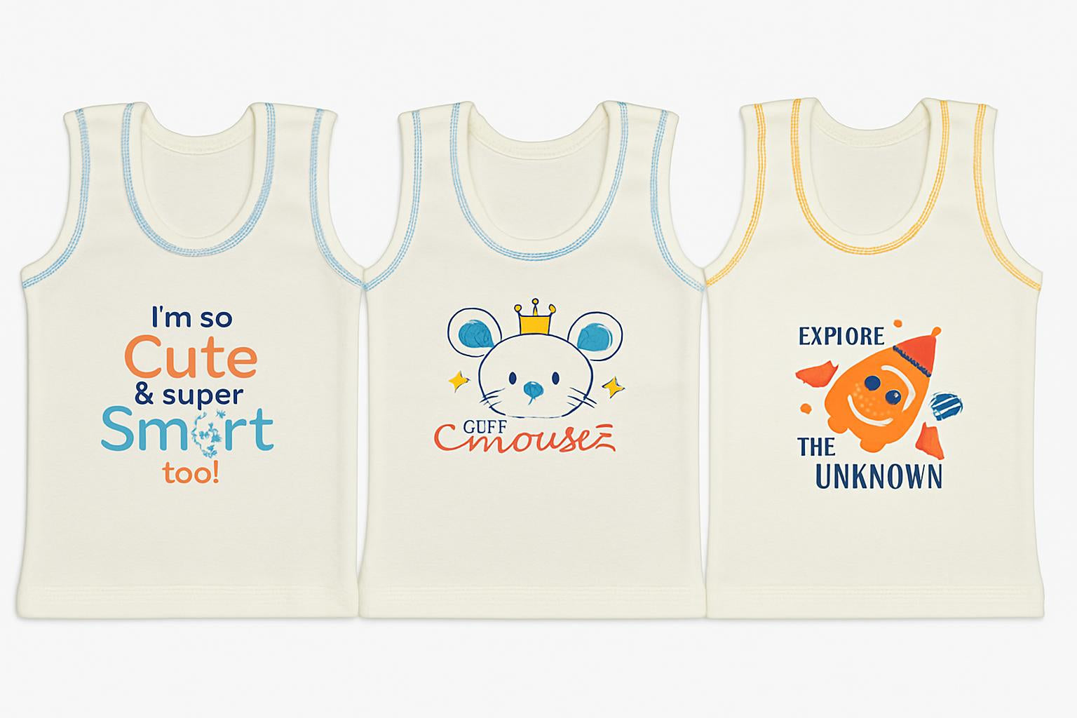 Unisex Kids Printed Cotton Vest – Fun Cartoon Designs