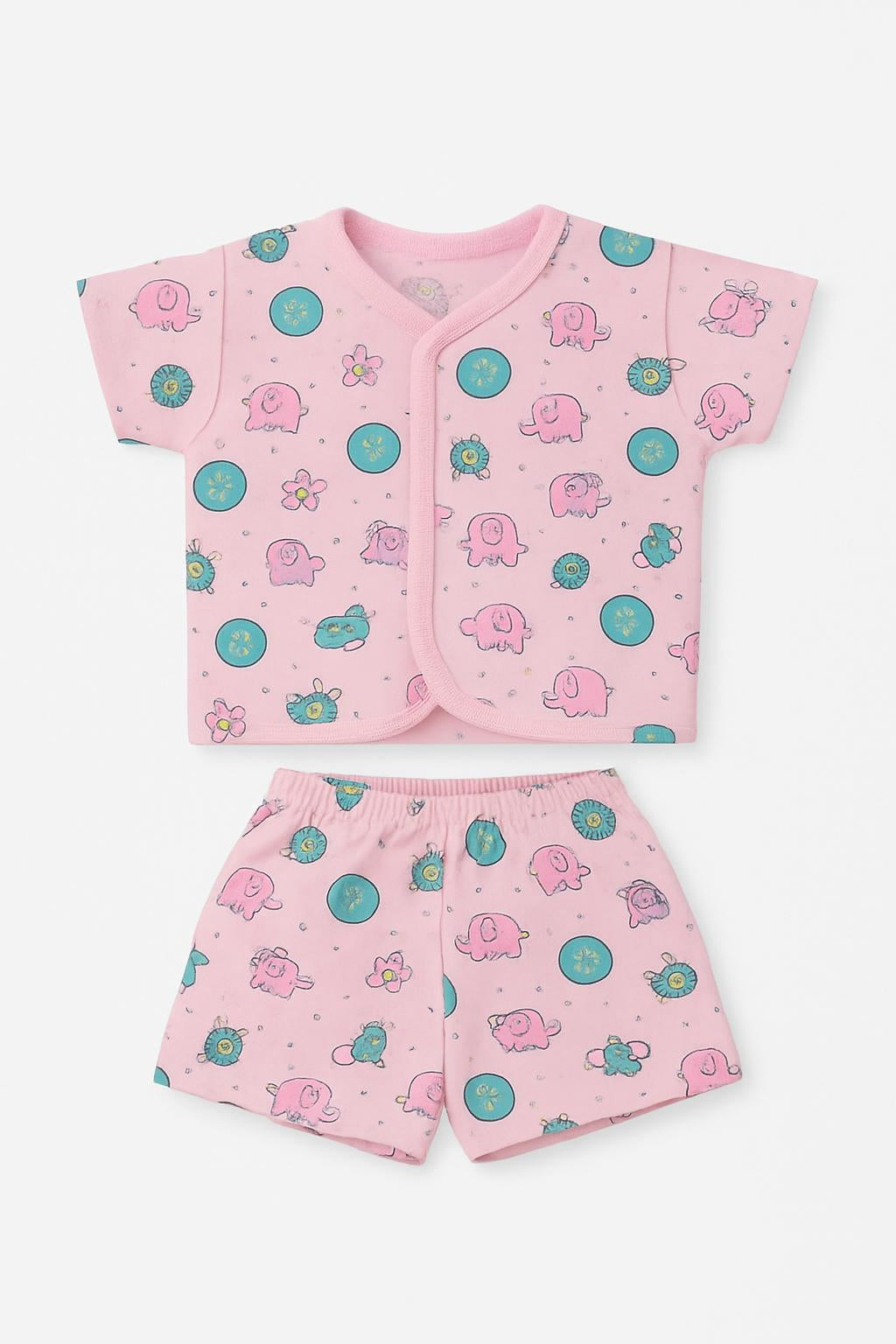 Unisex Pink Cartoon Animal Print Co-ord Set