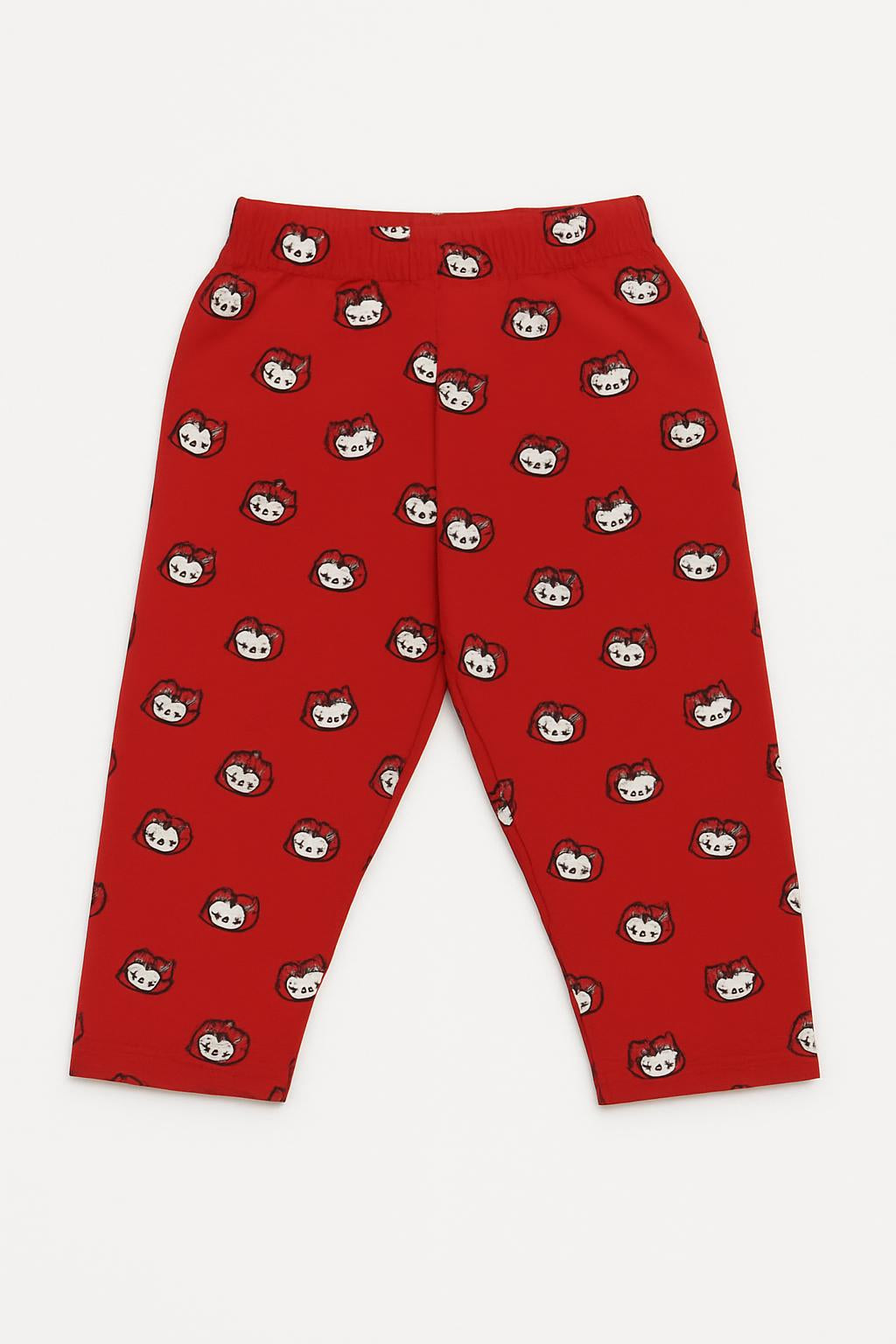 Red Girls' Cartoon Print Track Pants