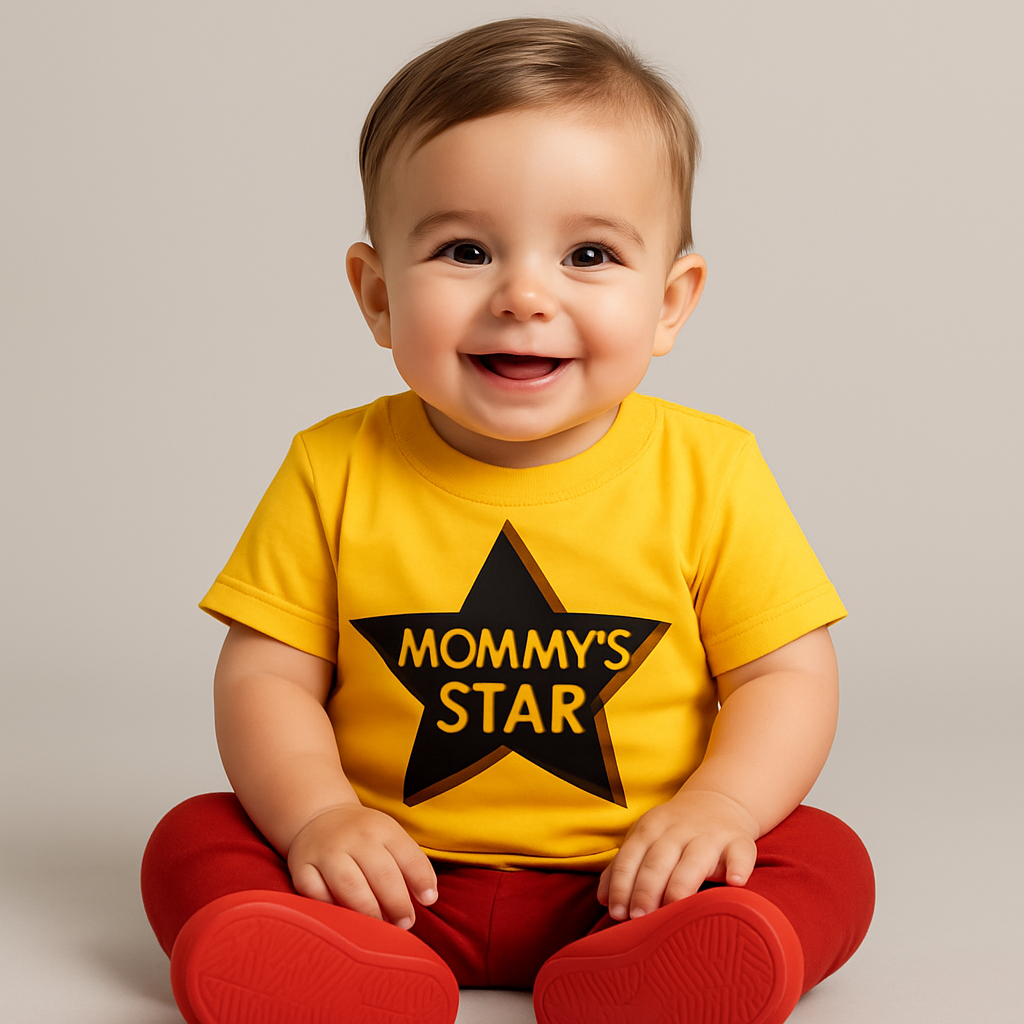 Boys Yellow Mommy's Star Graphic T-Shirt