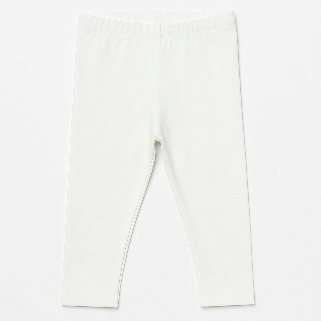 Girls' Classic White Cotton Leggings