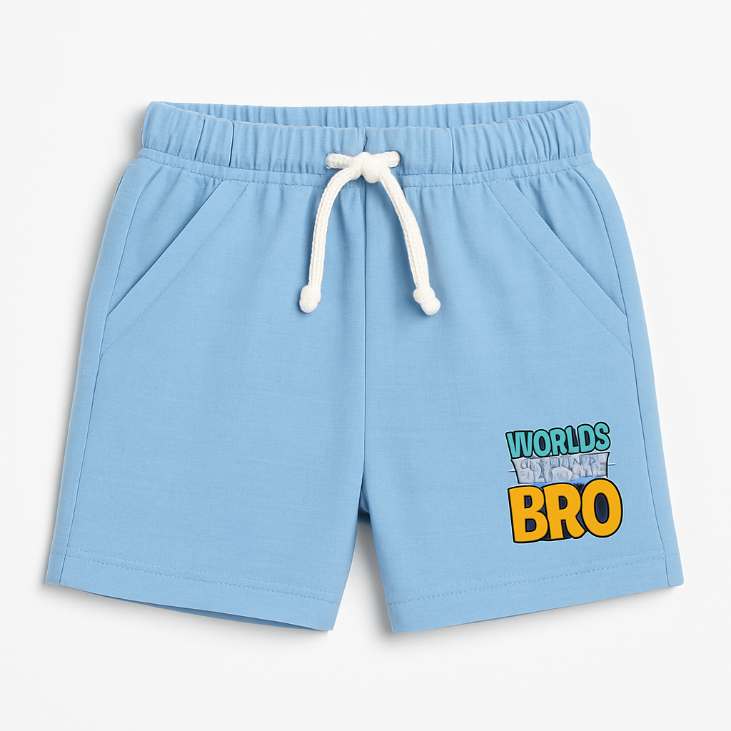 Boys Blue Shorts with 'World's Best Bro' Print