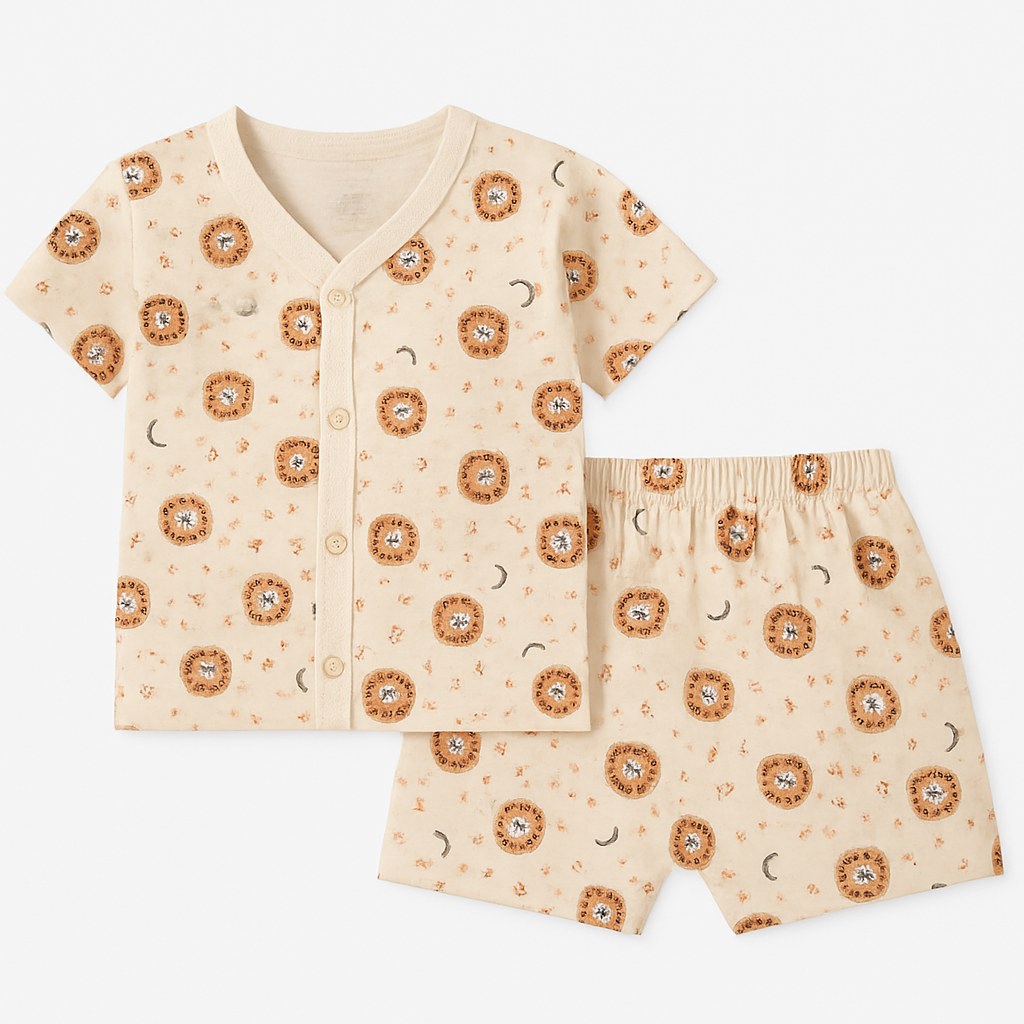 Unisex Orange Lion Print Co-ords Set for Kids