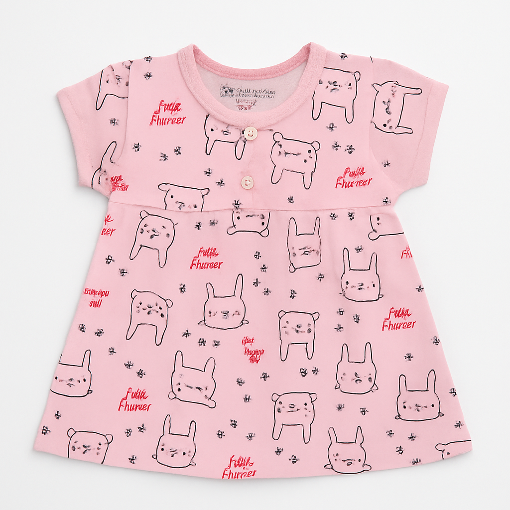 Adorable Printed Frock for Girls – Cute Animal & Princess Designs- Set of 3