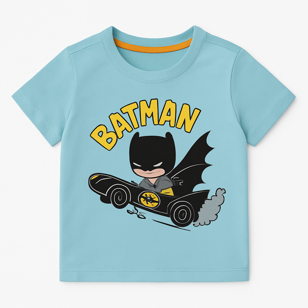 Boys Blue Batman Print T-Shirt – Soft Cotton Tee