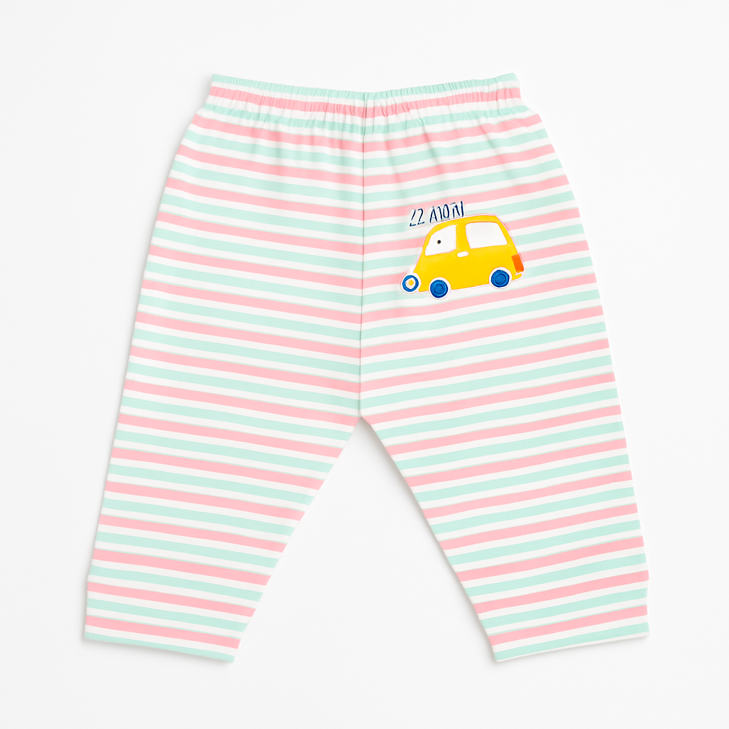 Unisex Striped Pyjama Pants – Cute Lion & Taxi Prints
