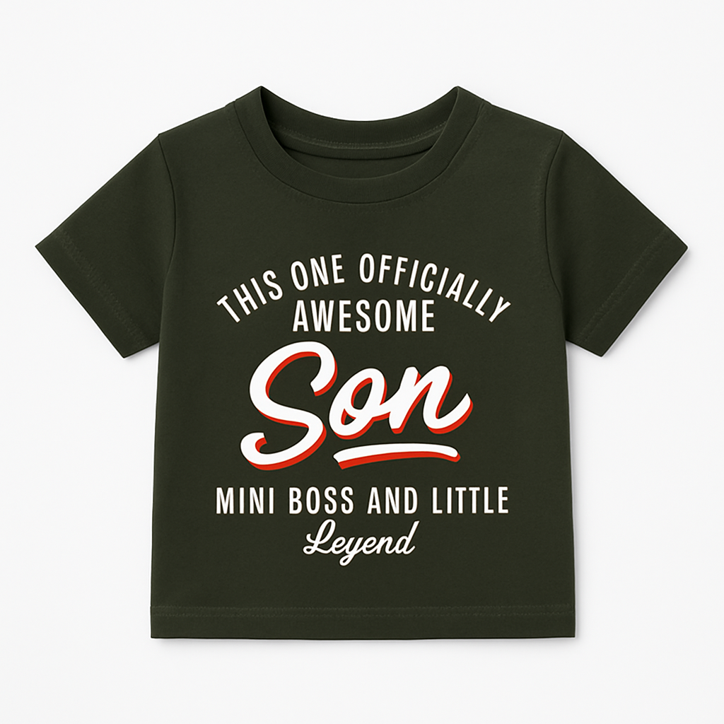 Boys Black T-Shirt – Awesome Son Mini Boss Design