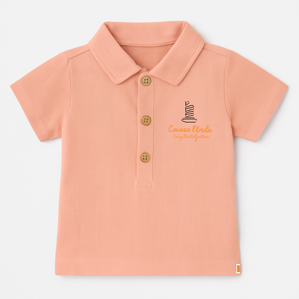 Boys Pink Polo T-Shirt with Collar & Button Placket